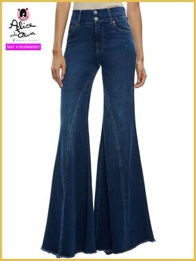 Alice + Olivia Beautiful High Rise Wide Leg Seamed Bell Jeans Pant